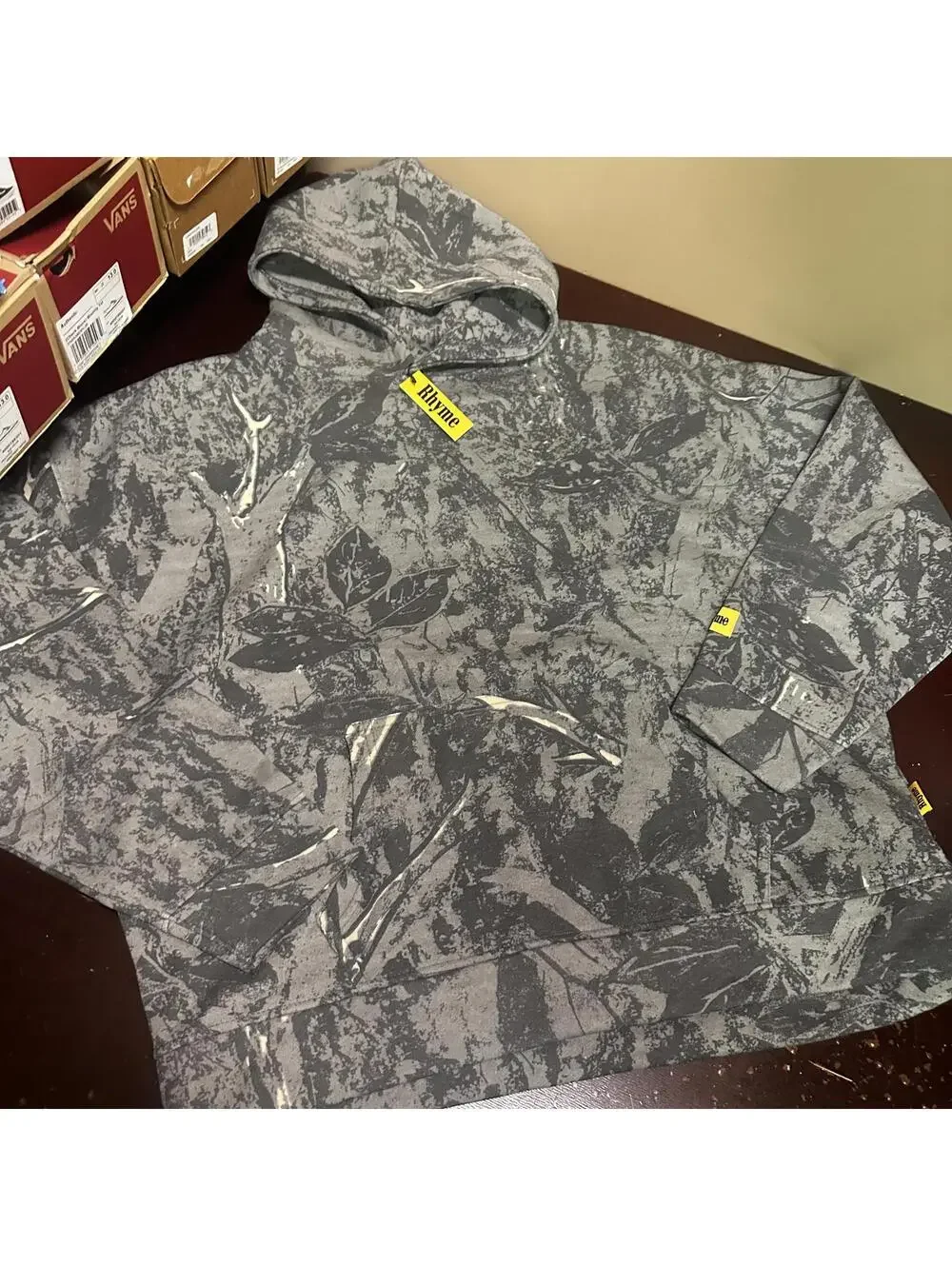 RHYME Men’s gray hunters camouflage tree hooded shorts sweatsuit large - Picture 2 of 6